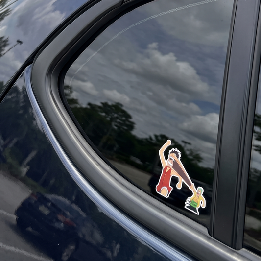 Luffy Gear Punch Zoro Anime Vinyl Sticker lifestyle photo Devbu Store