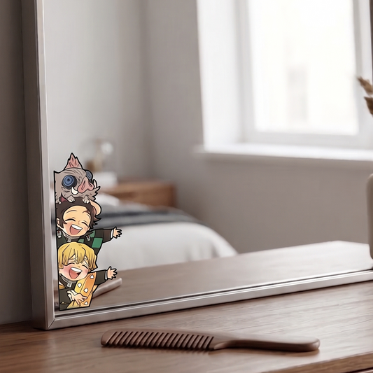 Demon Slayer Peeker Anime Vinyl Sticker lifestyle photo Devbu Store