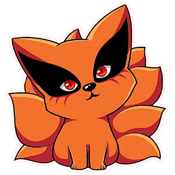 Cute chibi Kurama Nine-Tailed Fox anime sticker from Naruto