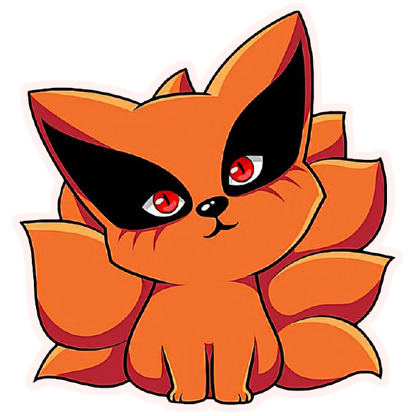 Cute chibi Kurama Nine-Tailed Fox anime sticker from Naruto