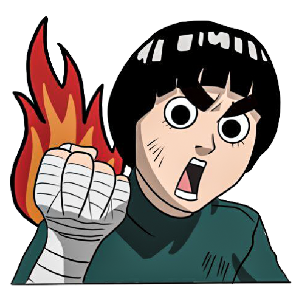 Rock Lee fiery fist anime sticker from Naruto with a white border