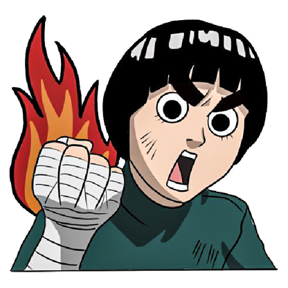 Rock Lee fiery fist anime sticker from Naruto with a white border