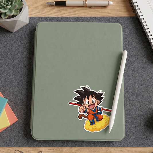 Kid Goku Nimbus Anime Vinyl Sticker lifestyle photo Devbu Store