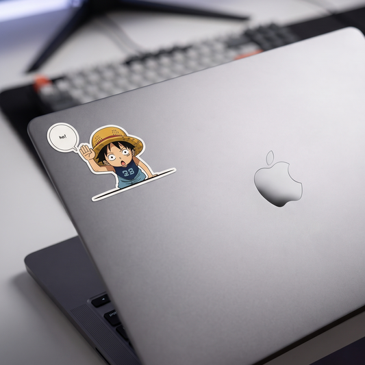 Young Luffy Anime Vinyl Sticker lifestyle photo Devbu Store