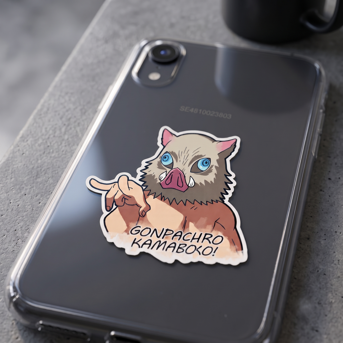 Inosuke Hashibira Anime Vinyl Sticker close up view Devbu Store
