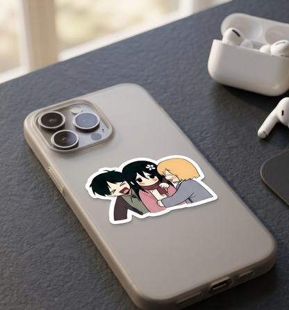 Armin, Eren and Mikasa Attack on Titan Sticker lifestyle photo Devbu Store