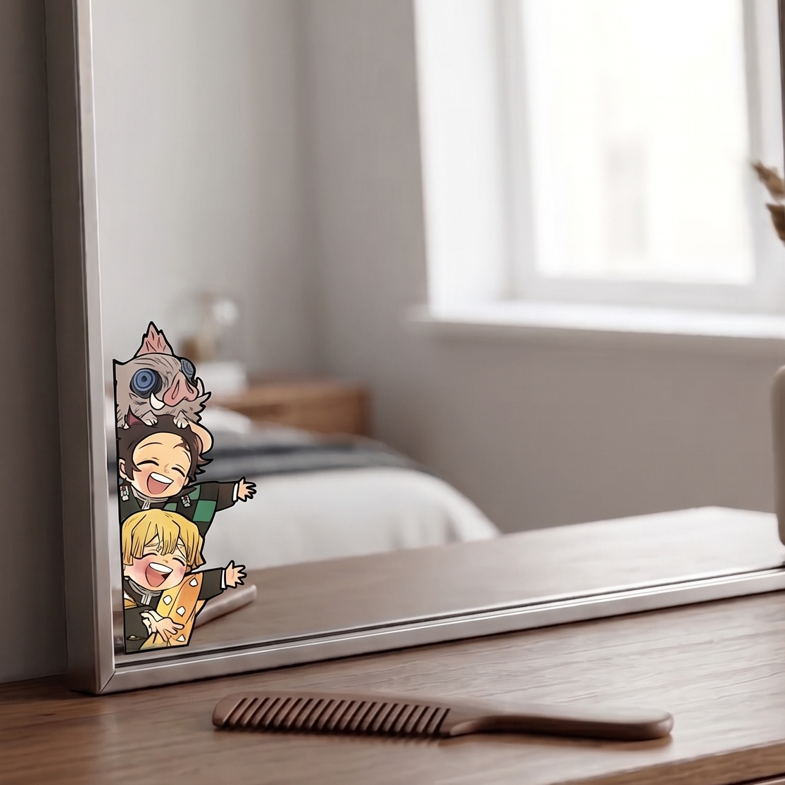 Demon Slayer Peeker Anime Vinyl Sticker lifestyle photo Devbu Store