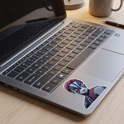 Akaza Anime Vinyl Sticker close up view Devbu Store