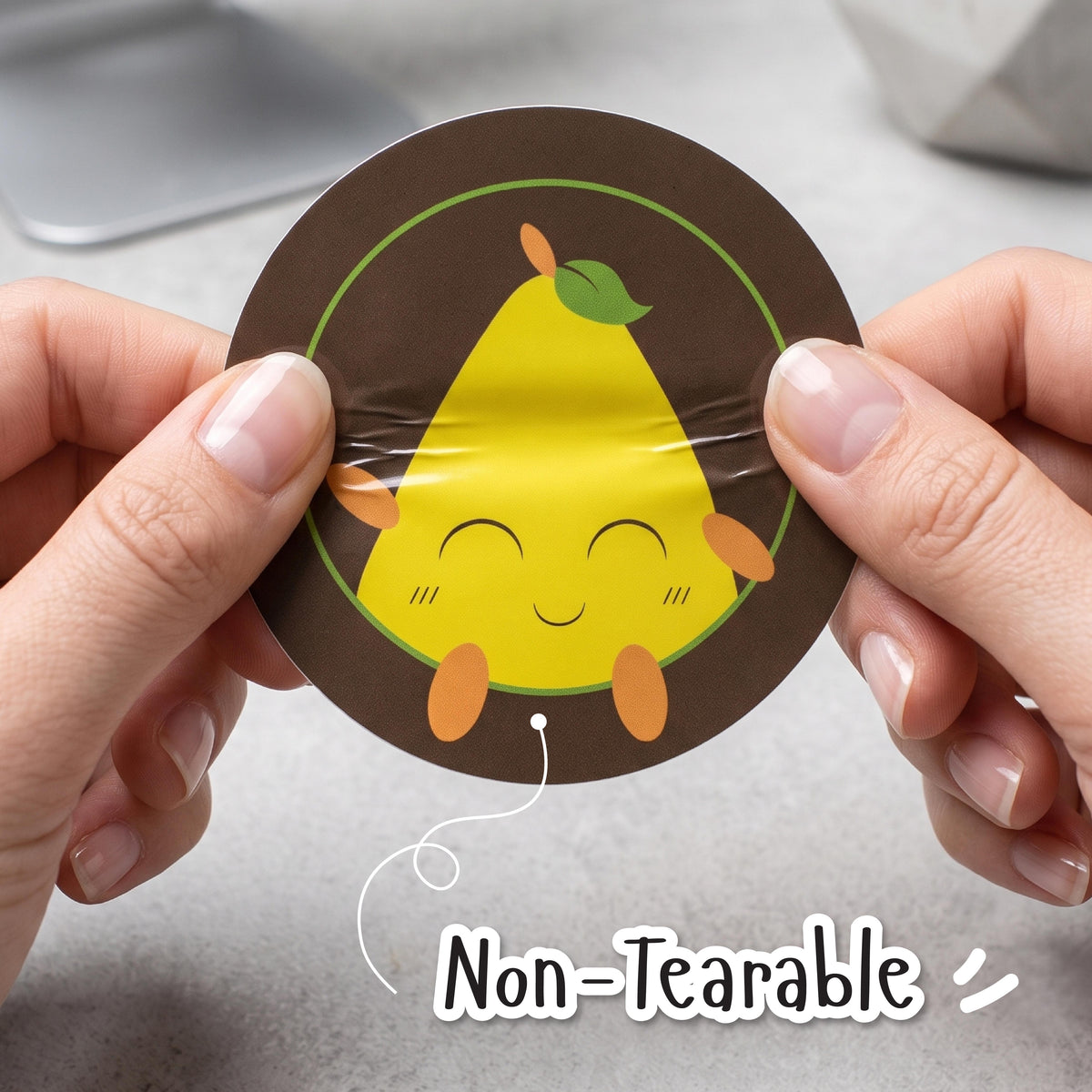 Non tearable vinyl sticker stretch test Devbu Store