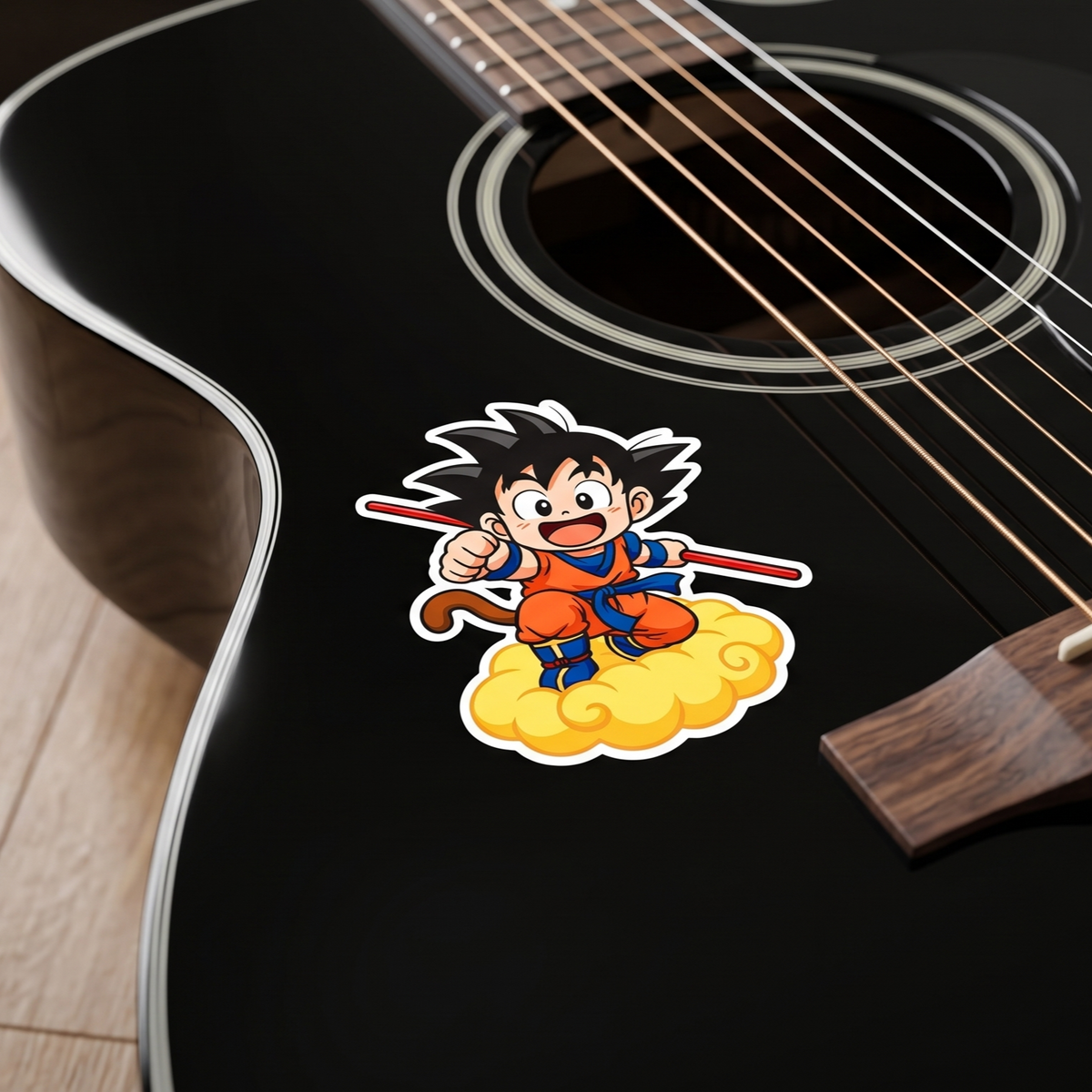 Kid Goku Nimbus Anime Vinyl Sticker close up view Devbu Store