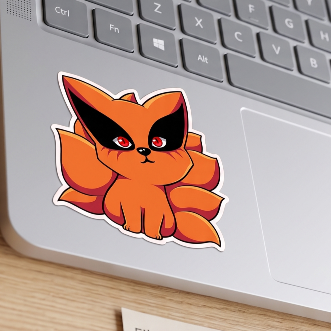 Kurama Nine Tails Anime Vinyl Sticker close up view Devbu Store