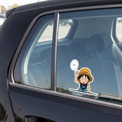 Young Luffy Anime Vinyl Sticker close up view Devbu Store