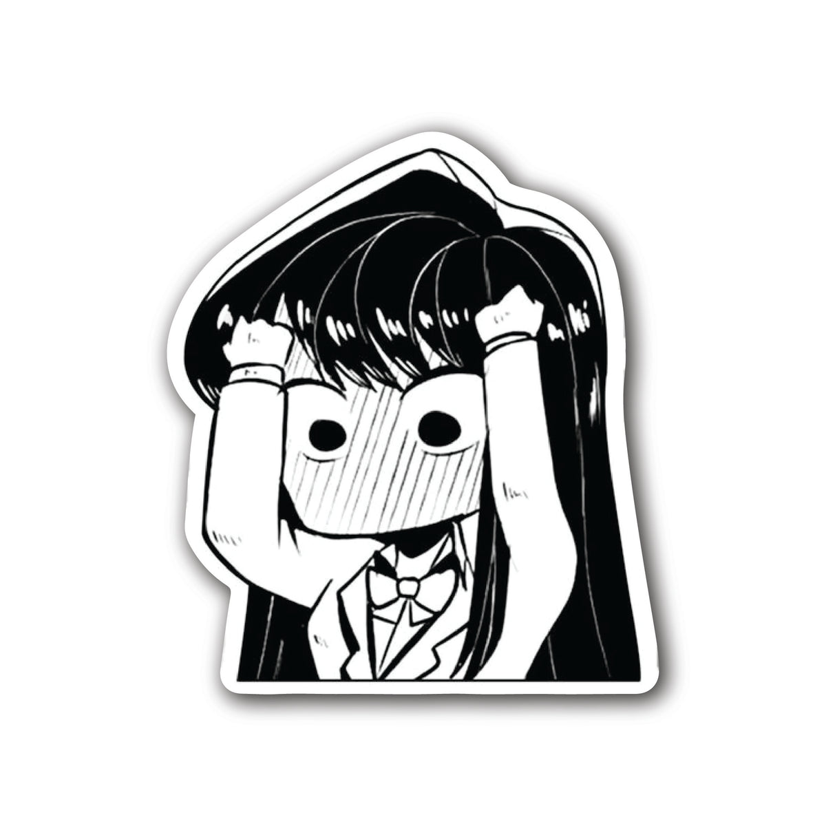 Komi Panic Meme Anime Vinyl Sticker front view Devbu Store