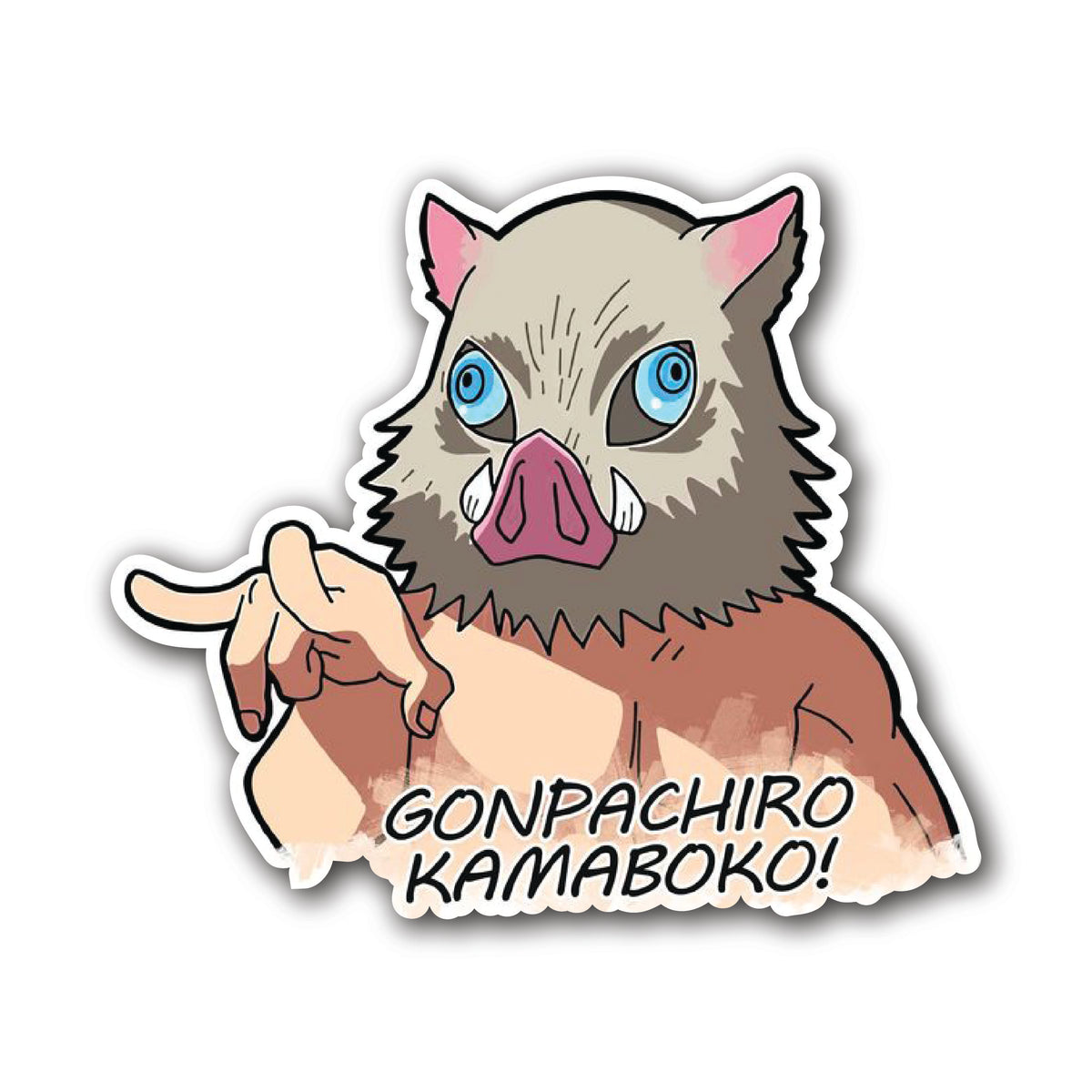 Inosuke Hashibira Anime Vinyl Sticker front view Devbu Store