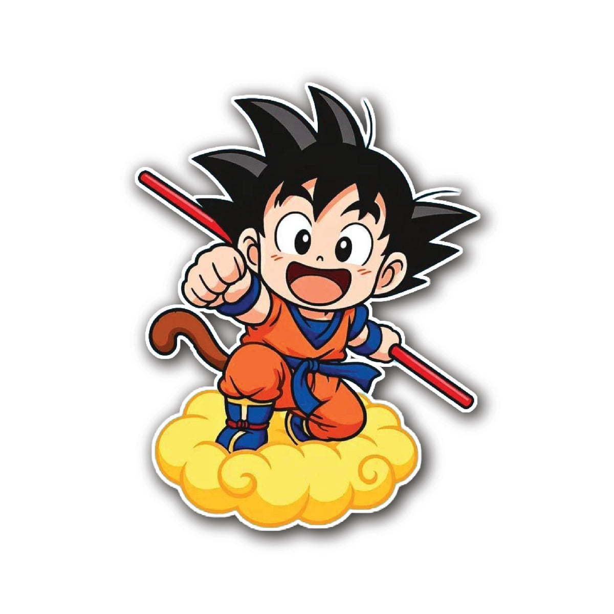 Kid Goku Nimbus Anime Vinyl Sticker front view Devbu Store