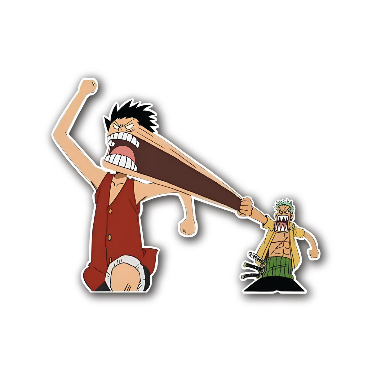 Luffy Gear Punch Zoro Anime Vinyl Sticker front view Devbu Store